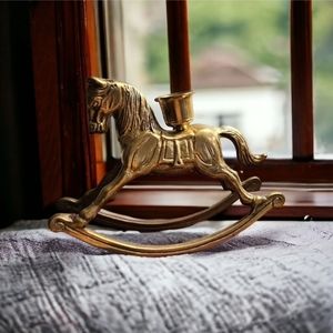 Vintage Brass Rocking Horse Candle Holder